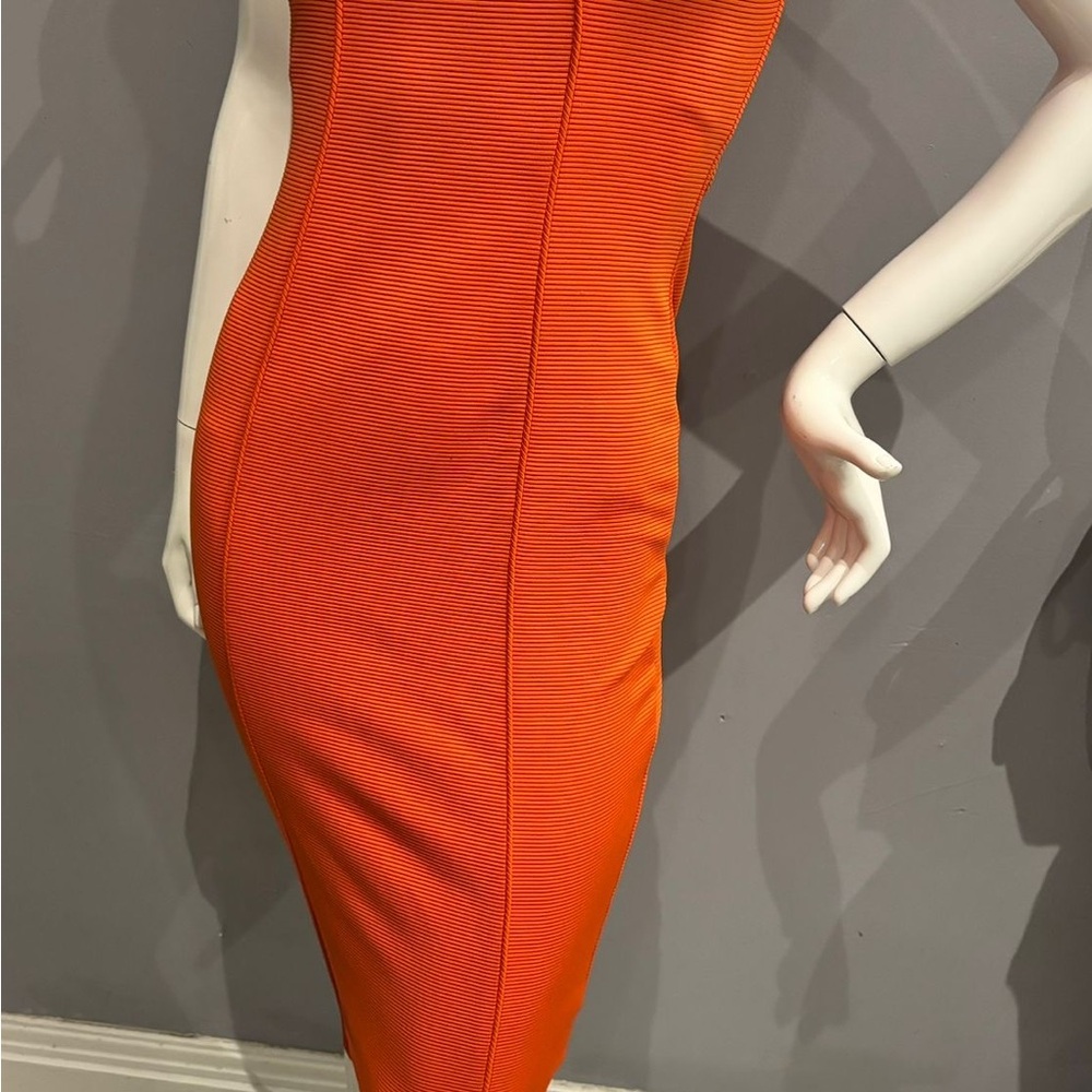 Kardashian Kollection Orange Ribbed Dress